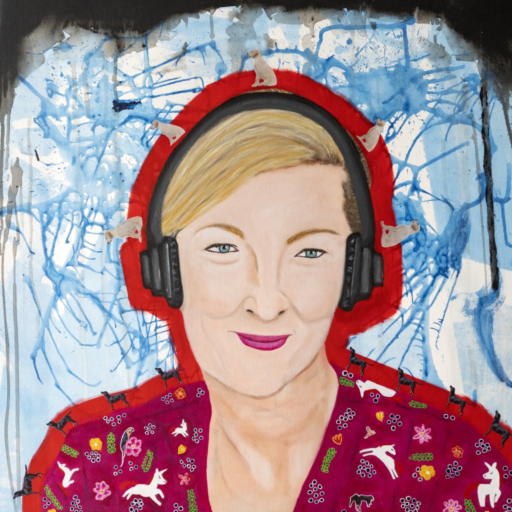 Megan Anderson wearing headphones 
